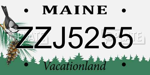 ZZJ5255 Maine License Plate