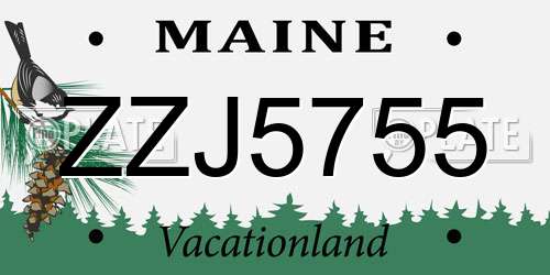ZZJ5755 Maine License Plate