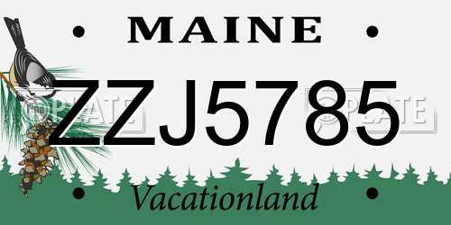 ZZJ5785 Maine License Plate
