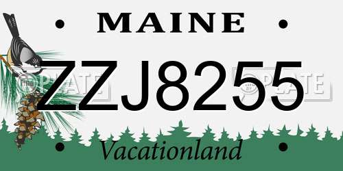 ZZJ8255 Maine License Plate