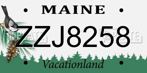 ZZJ8258 Maine License Plate
