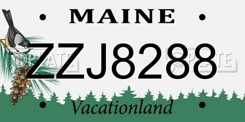 ZZJ8288 Maine License Plate