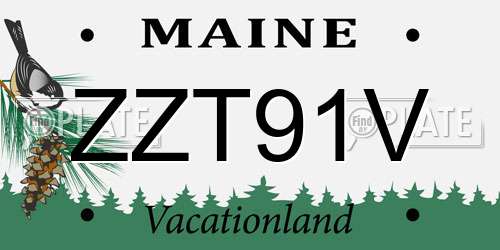 ZZT91V Maine License Plate