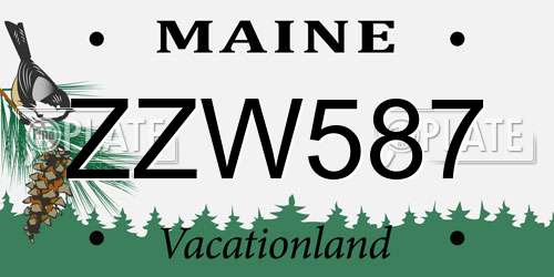 ZZW587 Maine License Plate