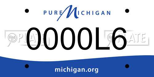 0000L6 Michigan License Plate