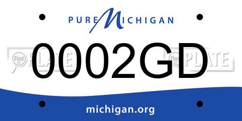 0002GD Michigan License Plate