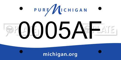 0005AF Michigan License Plate