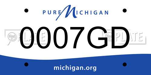 0007GD Michigan License Plate