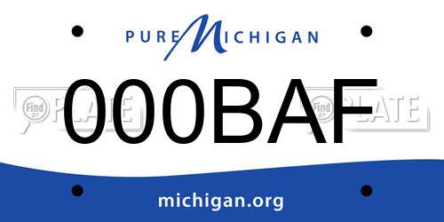 000BAF Michigan License Plate