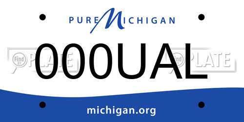 000UAL Michigan License Plate