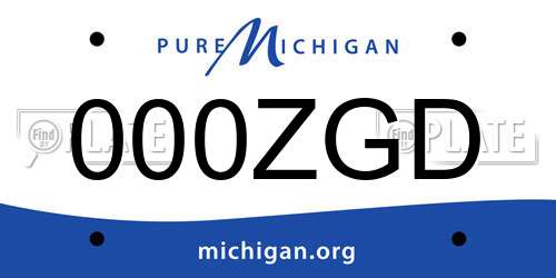 000ZGD Michigan License Plate