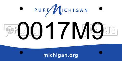 0017M9 Michigan License Plate