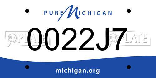0022J7 Michigan License Plate
