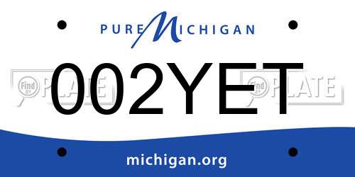 002YET Michigan License Plate
