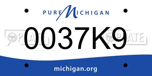 0037K9 Michigan License Plate