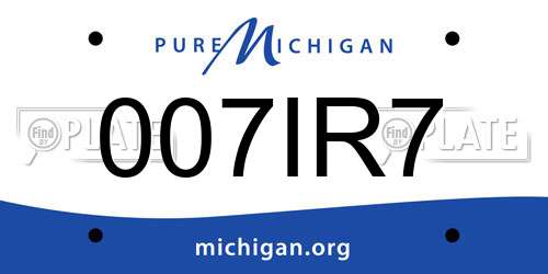 007IR7 Michigan License Plate