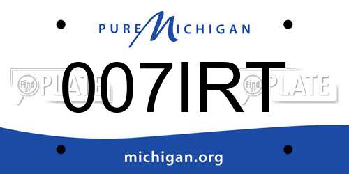 007IRT Michigan License Plate
