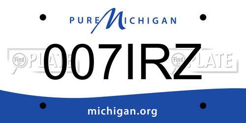007IRZ Michigan License Plate