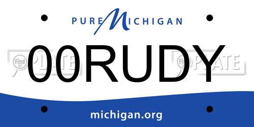00RUDY Michigan License Plate