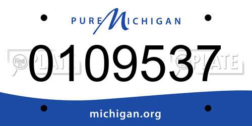 0109537 Michigan License Plate