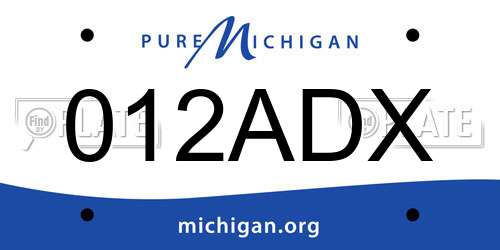 012ADX Michigan License Plate