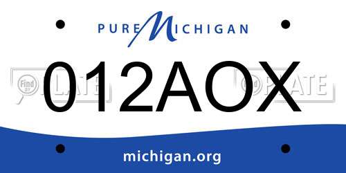 012AOX Michigan License Plate