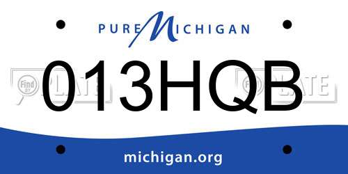 013HQB Michigan License Plate