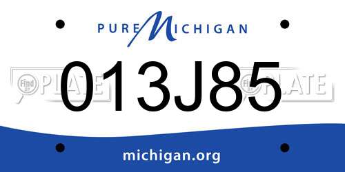 013J85 Michigan License Plate