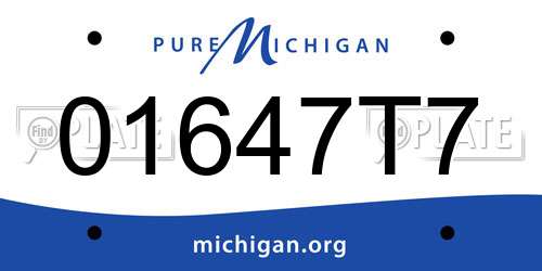01647T7 Michigan License Plate