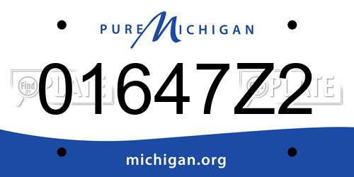01647Z2 Michigan License Plate