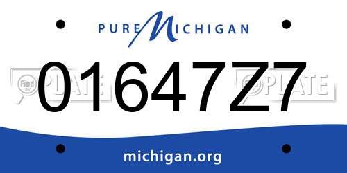 01647Z7 Michigan License Plate