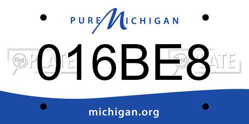 016BE8 Michigan License Plate