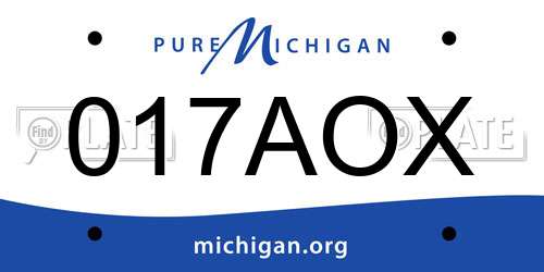 017AOX Michigan License Plate