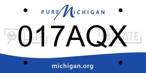 017AQX Michigan License Plate