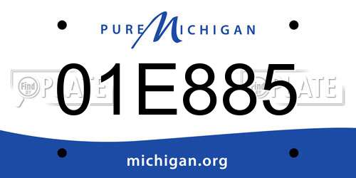 01E885 Michigan License Plate