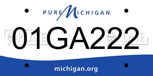 01GA222 Michigan License Plate