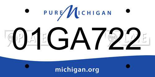 01GA722 Michigan License Plate
