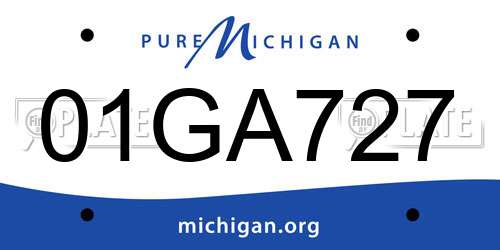 01GA727 Michigan License Plate