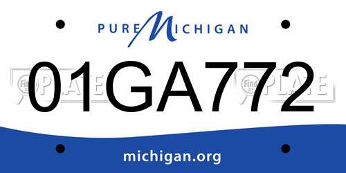 01GA772 Michigan License Plate