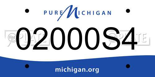 02000S4 Michigan License Plate