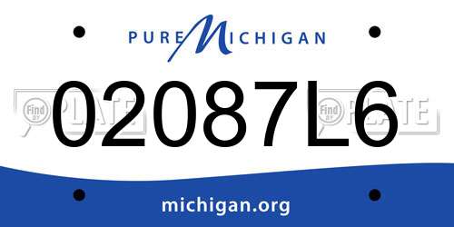02087L6 Michigan License Plate