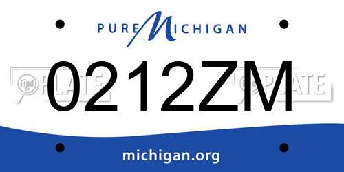 0212ZM Michigan License Plate