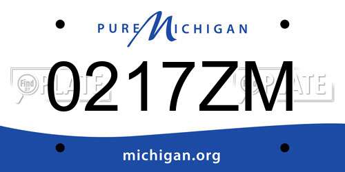 0217ZM Michigan License Plate