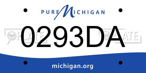 0293DA Michigan License Plate