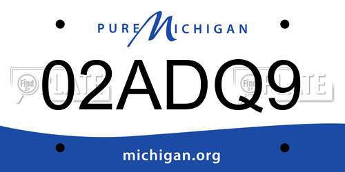 02ADQ9 Michigan License Plate
