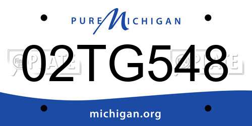 02TG548 Michigan License Plate