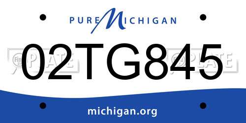 02TG845 Michigan License Plate