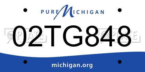 02TG848 Michigan License Plate