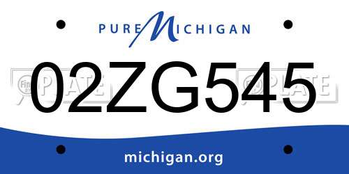 02ZG545 Michigan License Plate