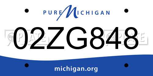 02ZG848 Michigan License Plate